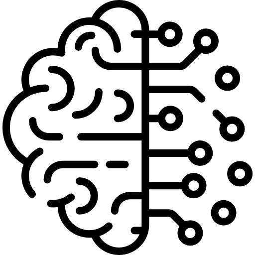 Illustration of a brain merging with digital circuitry.